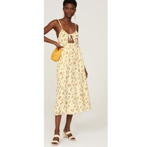 NWOT Madewell Soren Silk Floral Cutout Tie Front Smocked Midi Sundress